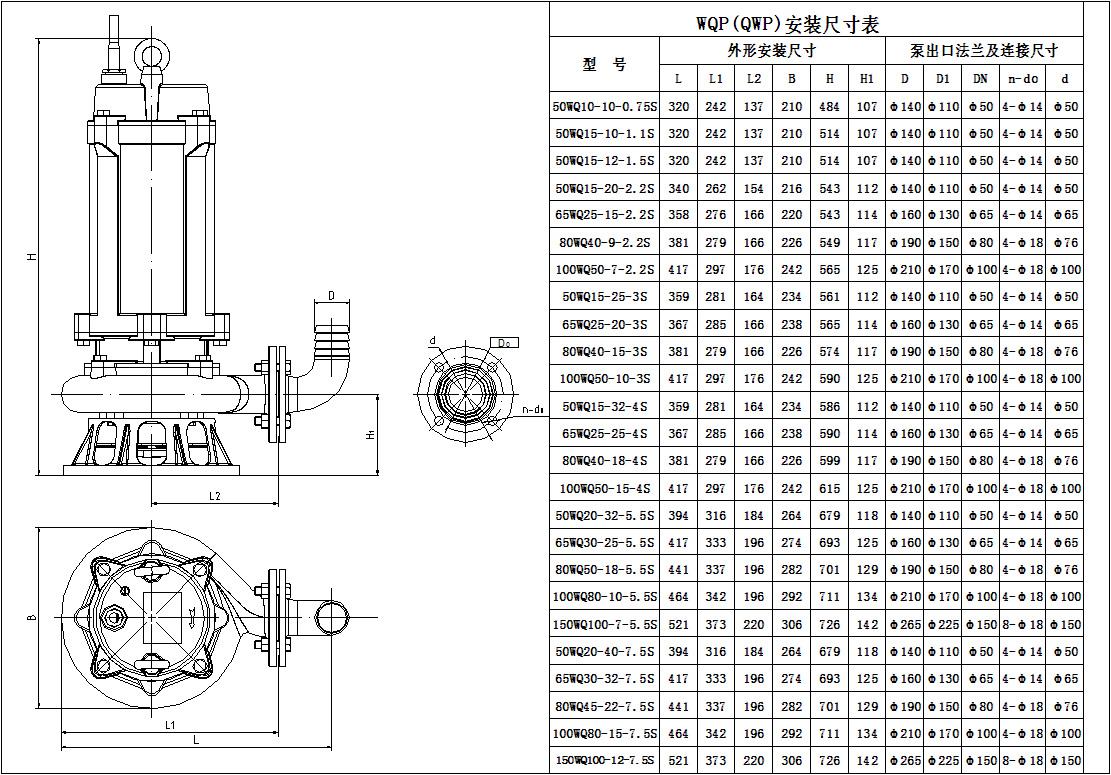 100QW110-10-5.5安裝尺寸圖